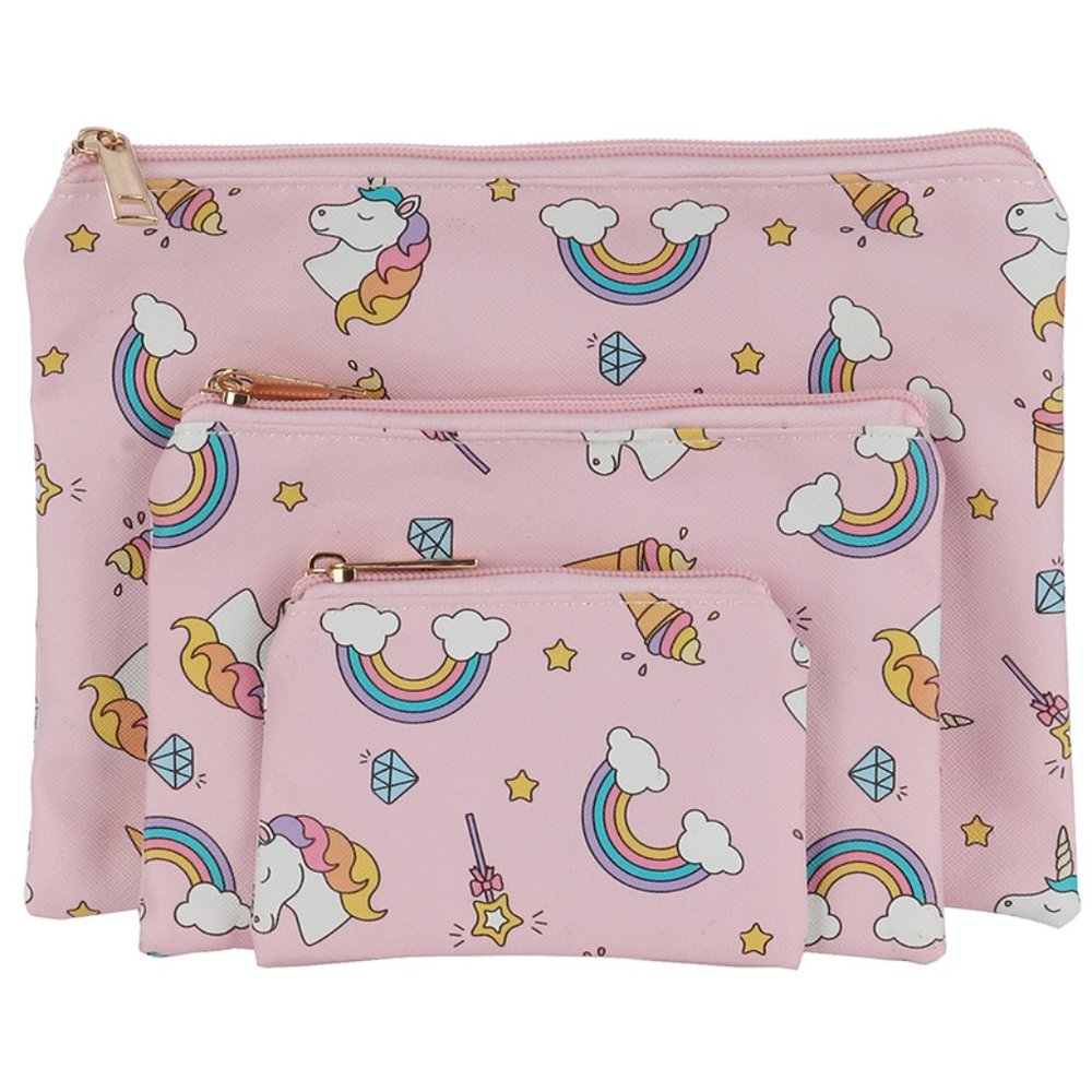 $14 ✿ 9 INCHES RAINBOW PRINT 3PC VINYL CLUTCH BAG
